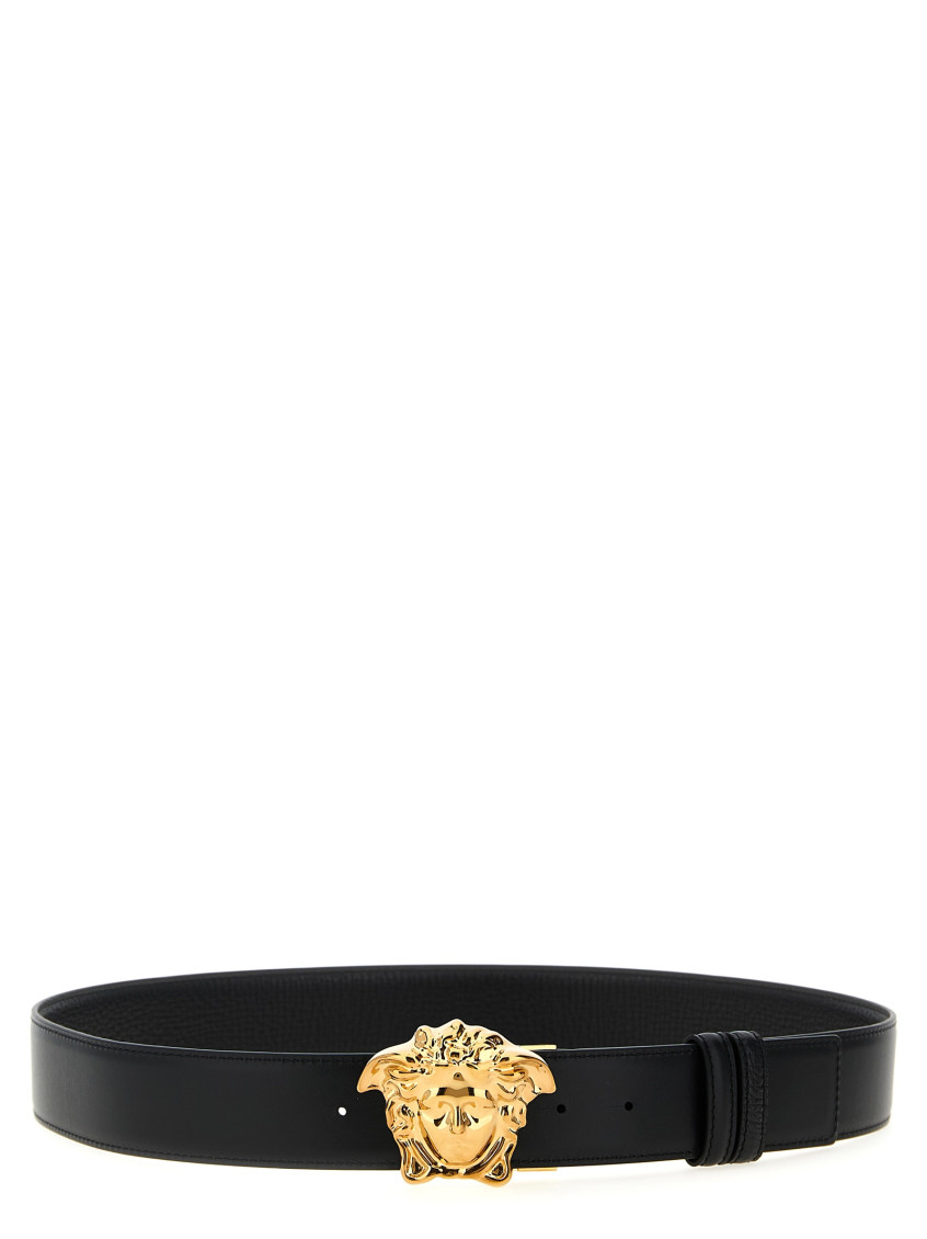 Versace Black Medusa Head Buckle Reversible Belt In Black