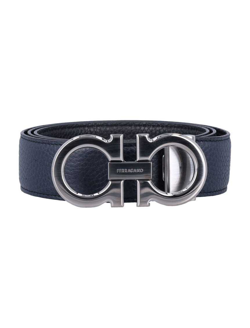 Ferragamo Navy Blue Logo Cut To Size Belt
