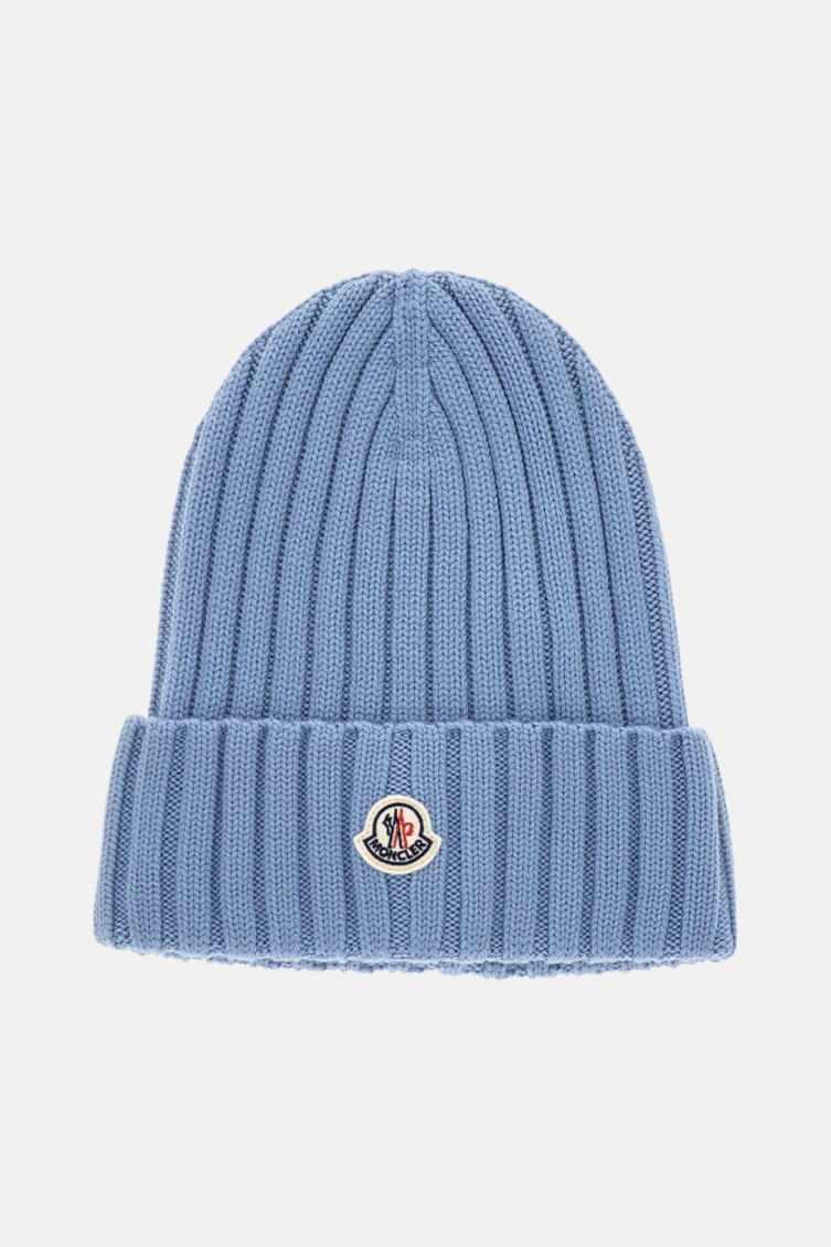Moncler Sky Blue Logo Beanie Hat
