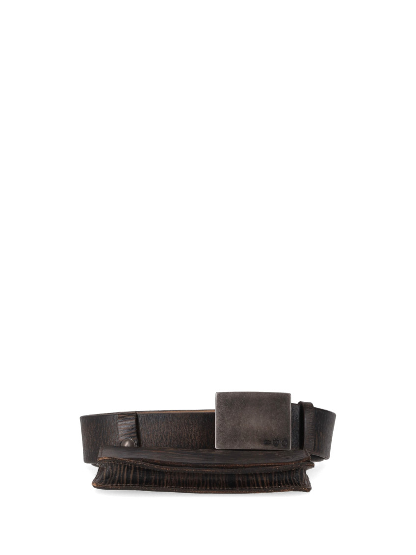 Dsquared2 Brown Buckle Textured Belt In Blue