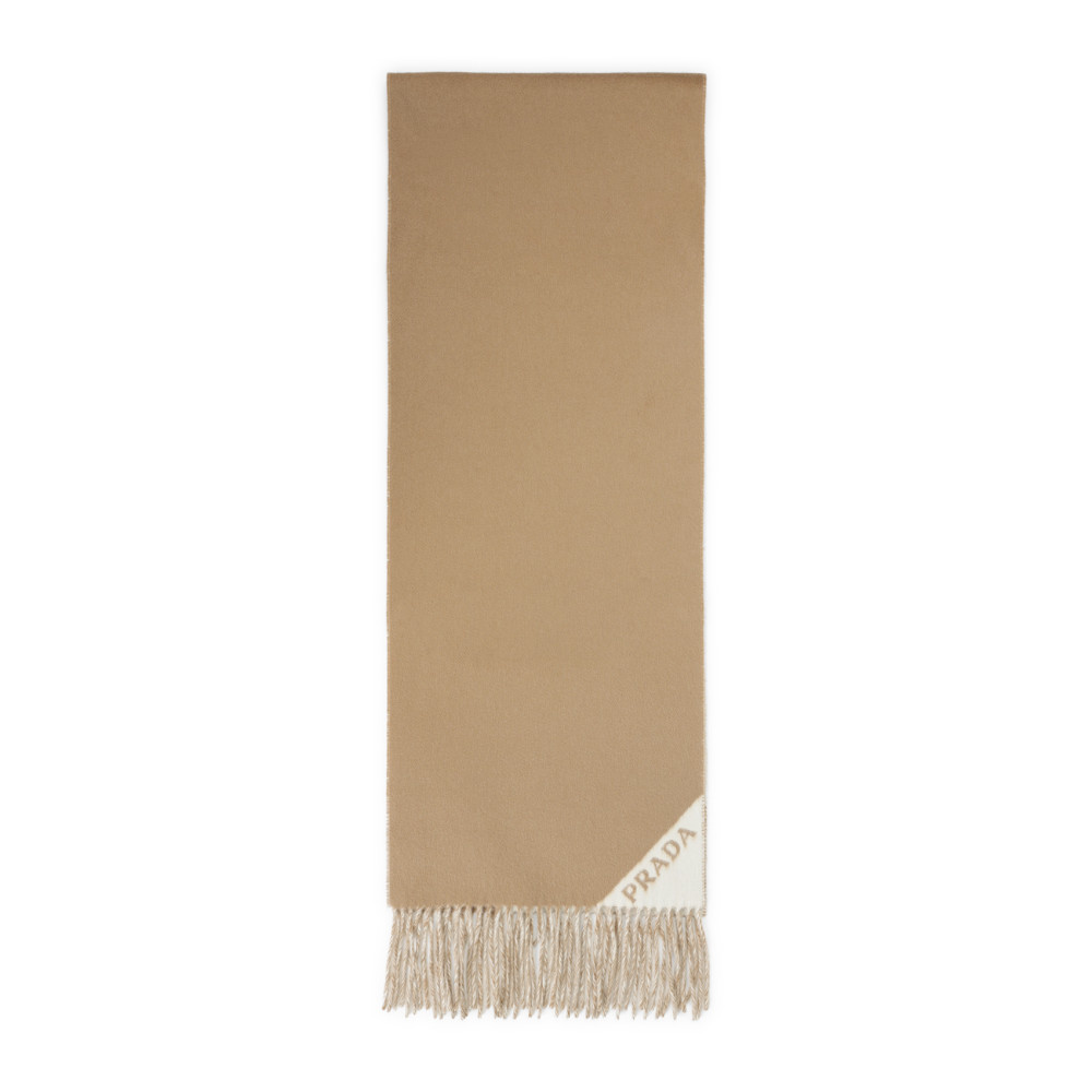 Prada Two-tone Fringed Edge Scarf Accessory In Brown