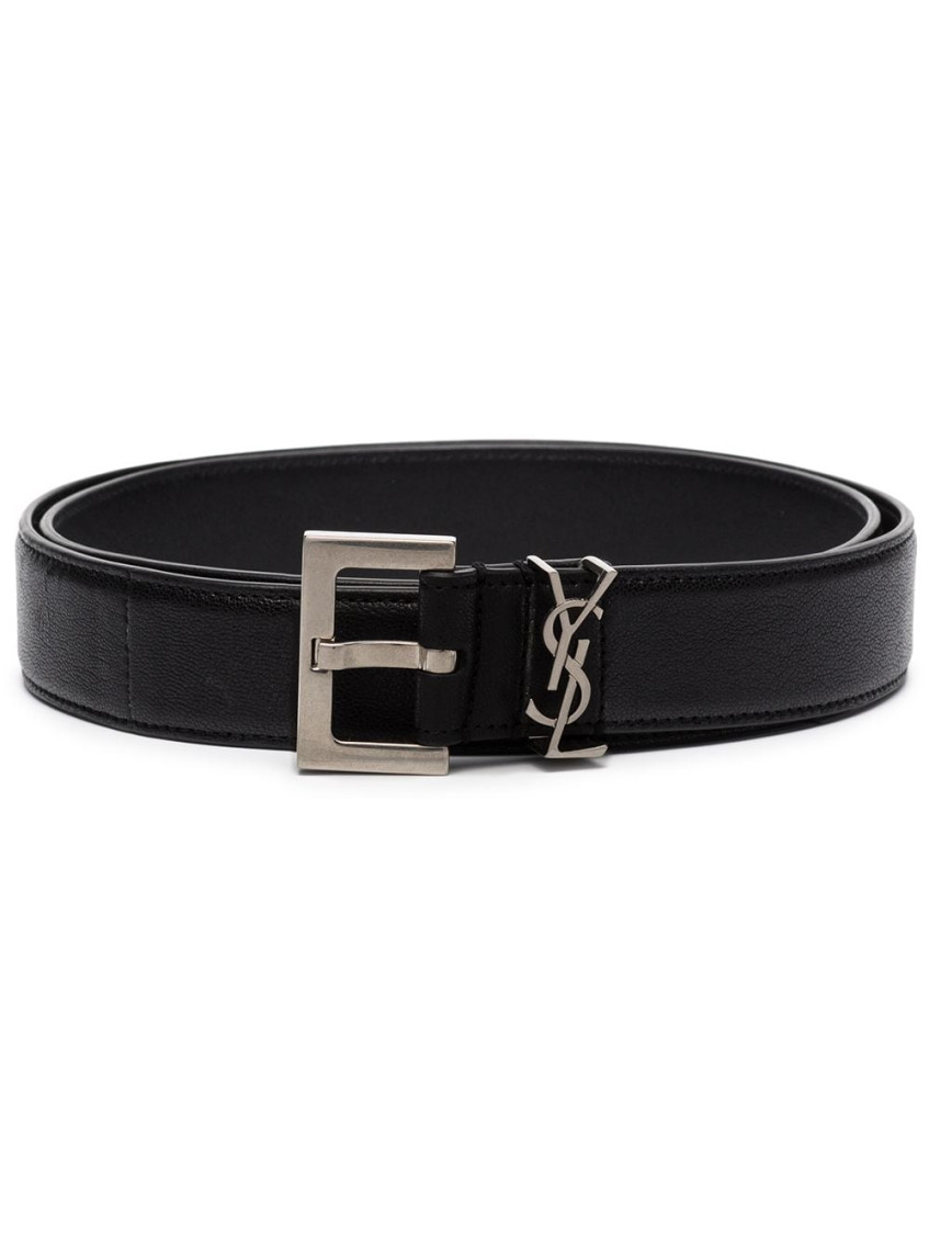 Saint Laurent Elegant Calfskin Belt For Men In Black