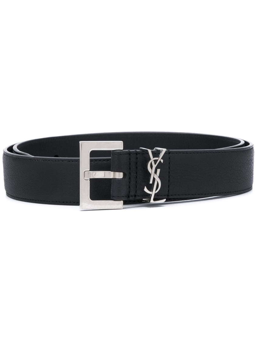 Saint Laurent Saint Laurent Black Logo Buckle Belt for Men Online