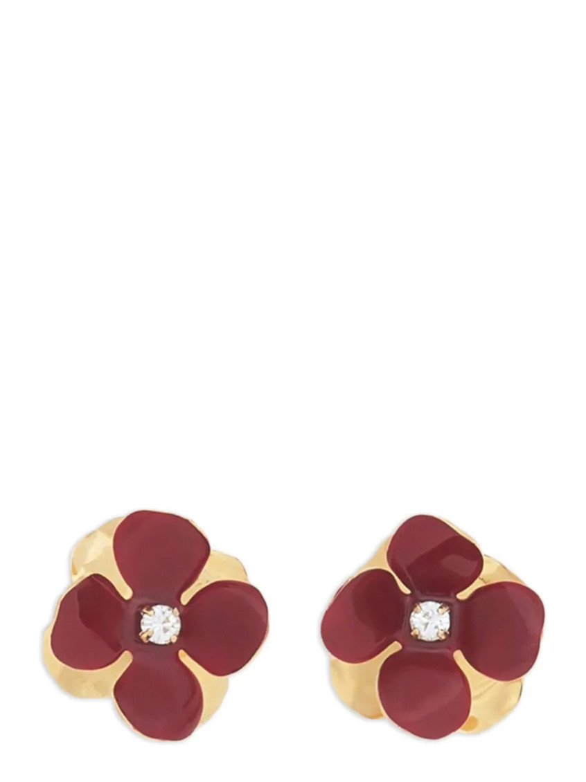 Marni Burgundy Enamel Flower Stud Earrings In Burgundy