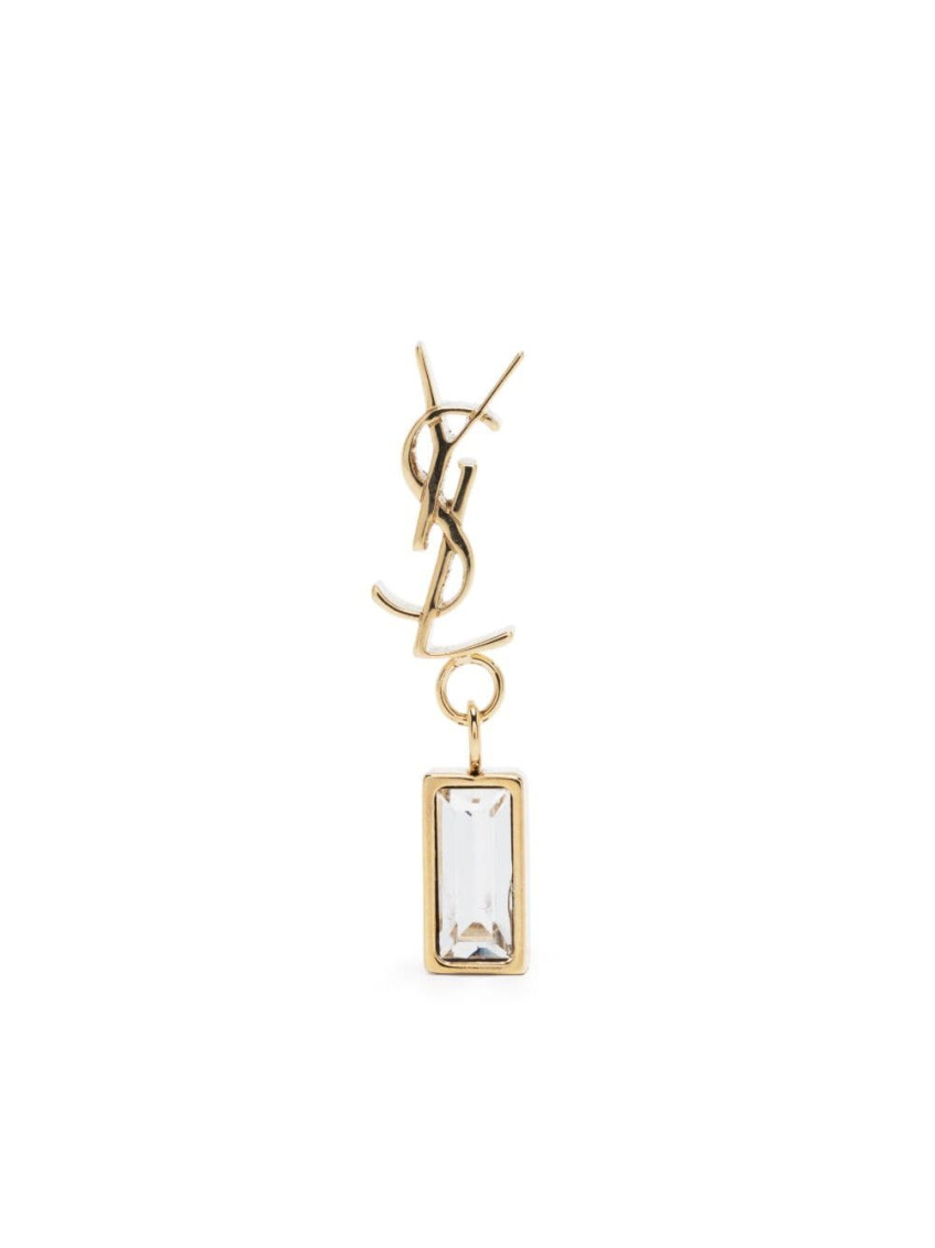 Saint Laurent Golden Cassandre Rhinestones Single Earring In Golden