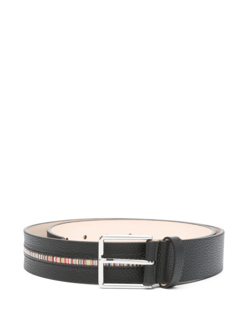 Paul Smith Black Multistripe Insert Leather Belt