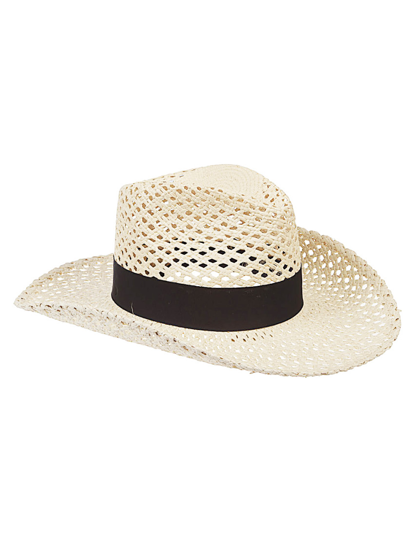Borsalino Wide Brim Straw Hat With Woven Texture