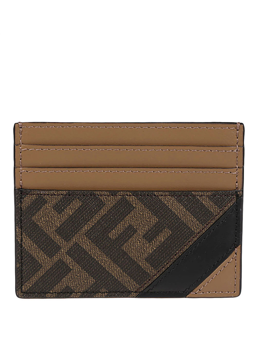 Fendi Beige Leather Card Holder In Beige