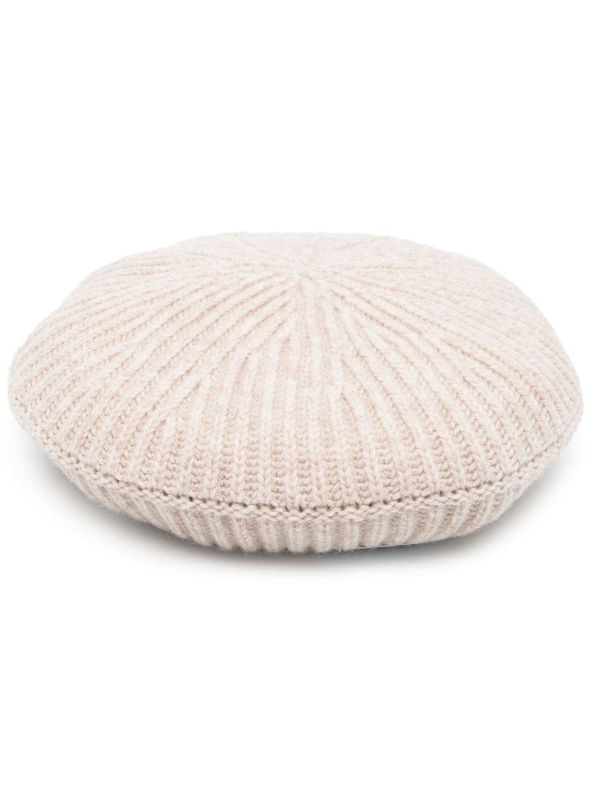 Ganni Women Ribbed Wool Hat In Off White