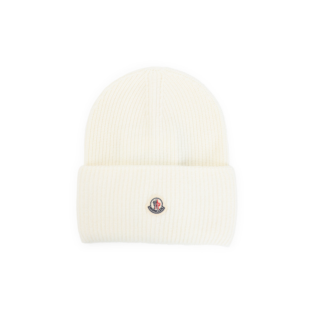 Moncler Ribbed-knit Wool Beanie In White