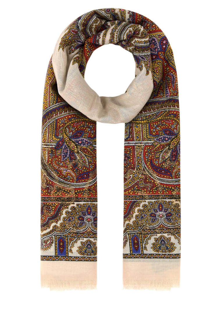 Saint Laurent Embroidered Modal Blend Scarf In Multicolor