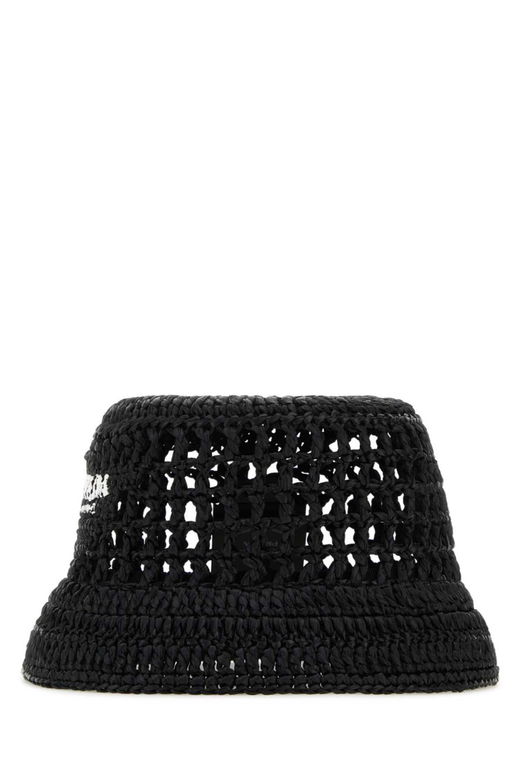 Prada Logo Detail Bucket Hat In Black