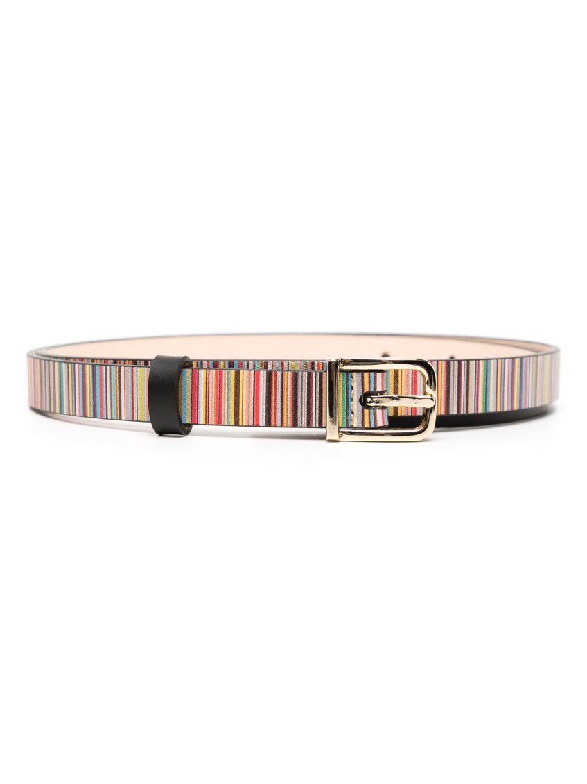 Paul Smith Striped Leather Belt In Multicolor