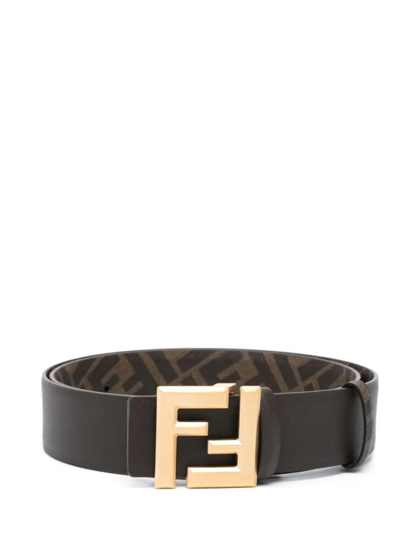 Fendi Ff Squared Reversible Belt In Brown