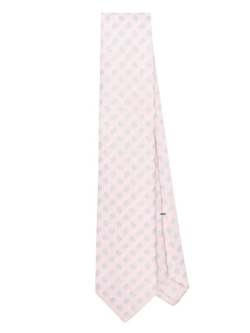 Borrelli Patterned-jacquard Tie In Light Pink