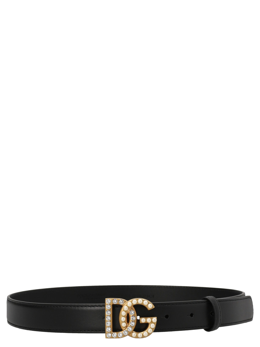 Dolce & Gabbana Black Logo Buckle Belt In Black