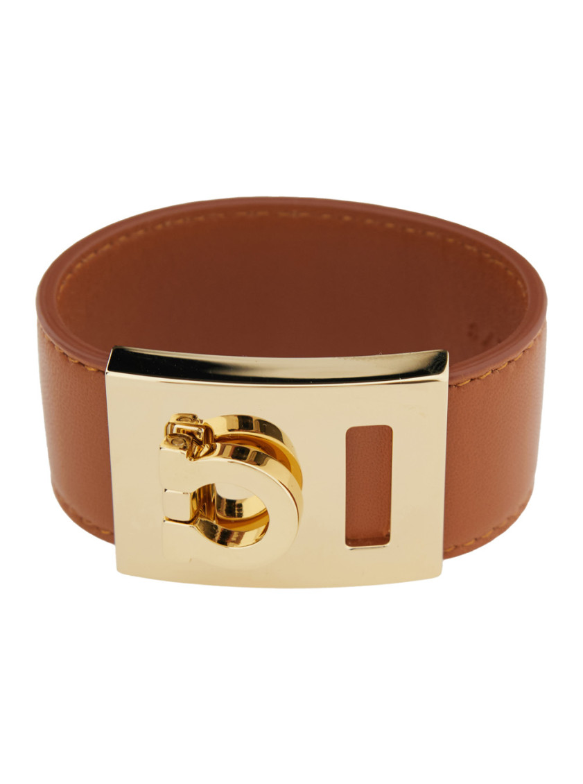 Ferragamo 'hug' Brown Bracelet With Gancini Detail In Brown
