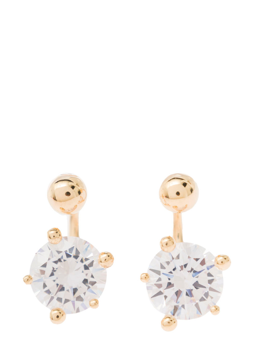 Panconesi Gold Tone Piercing Earrings With Zircons In 18k Gold Plated Brass Woman In Golden