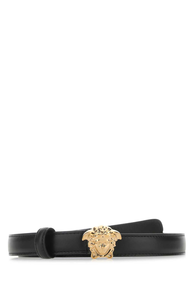 Shop Versace Black Medusa Head Buckle Belt