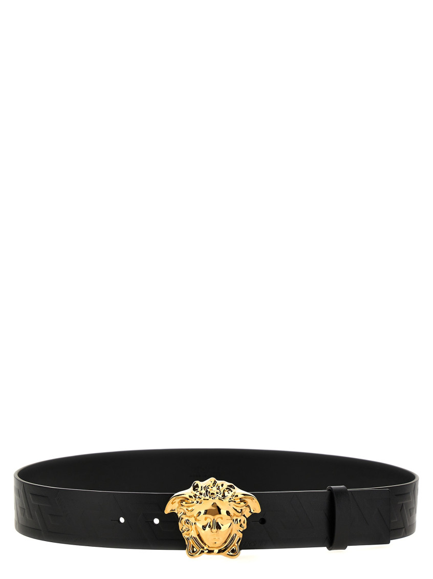 Shop Versace Black Medusa Buckle Belt
