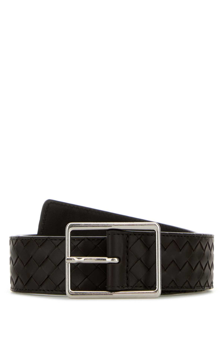 Bottega Veneta Dark Brown Intrecciato Belt In Dark Brown
