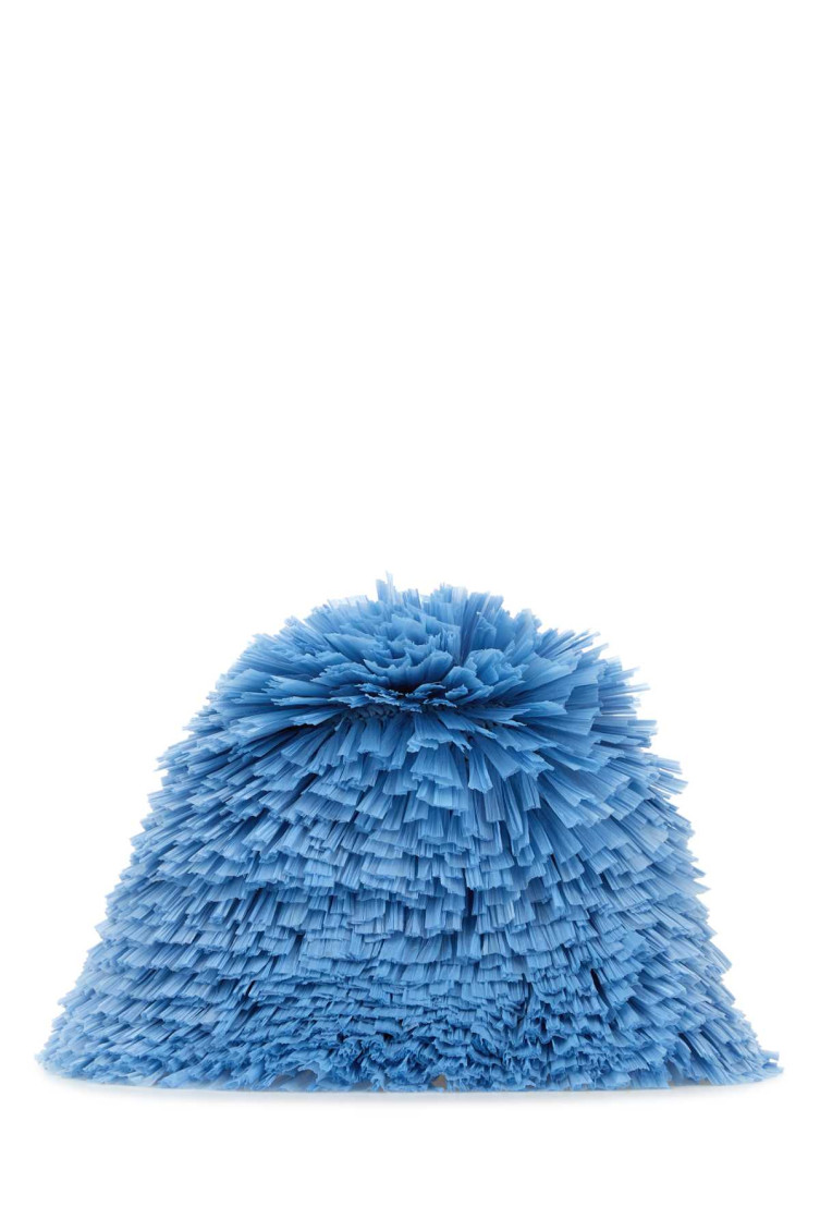 Prada Light Blue Raffia Bucket Hat In Brown