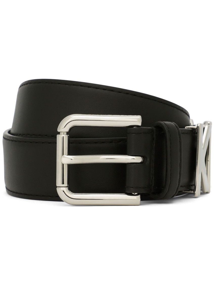 Dolce & Gabbana Calfskin Belt With Lettering In Black
