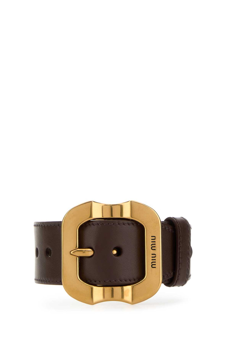 Miu Miu Women Brown Leather Bracelet In Brown
