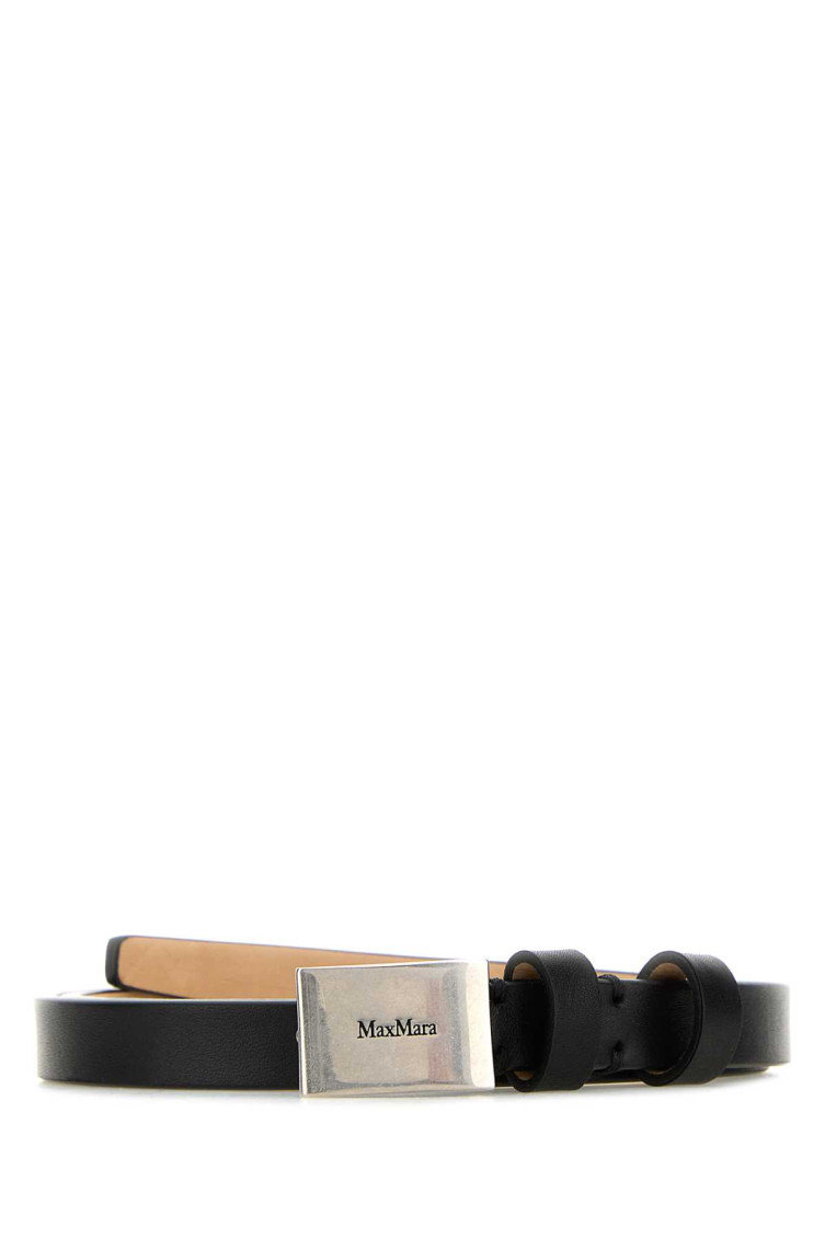 Max Mara Women Black Leather Plate Belt In Black