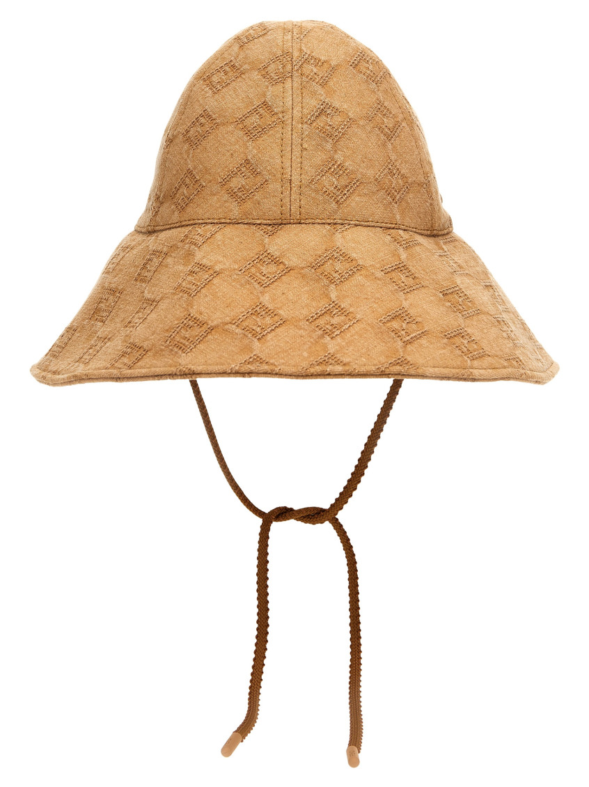 FENDI BEIGE FF CANVAS HAT