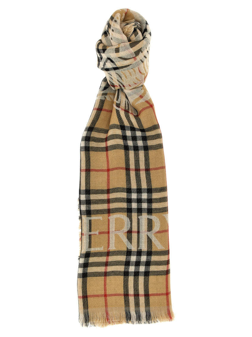 Burberry Check Wool Scarf Scarves And Foulards Multicolor In Multicolor