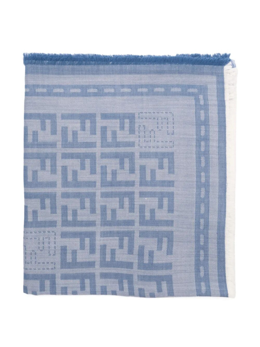 Fendi Ultra-lightweight Wool Ff Shawl In Blue