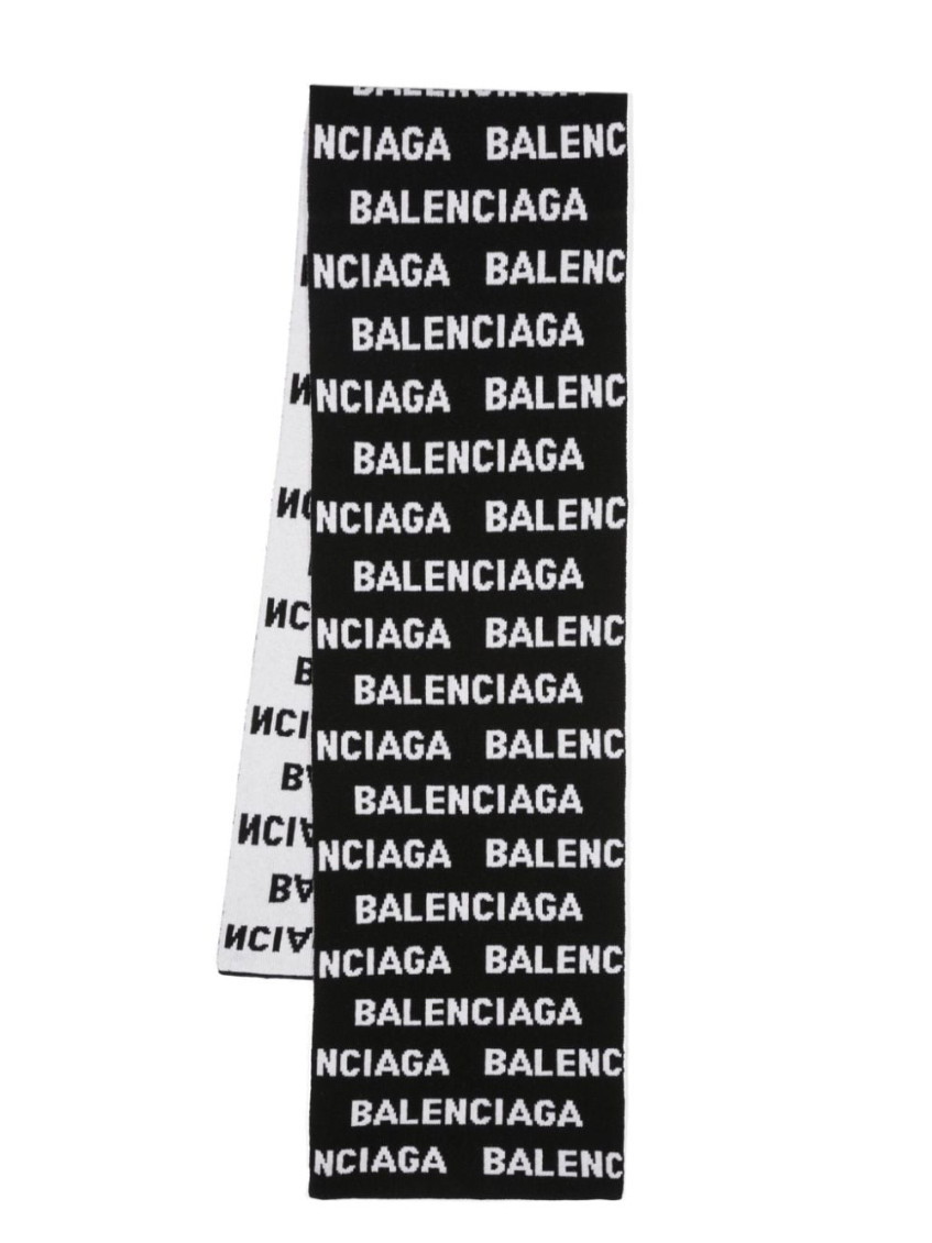 Balenciaga Bal Horizontal Allover Scarf In Black In Black