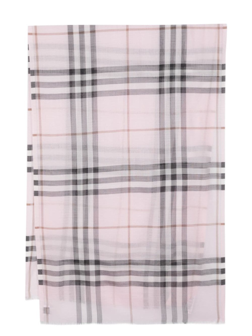 Burberry Pink Giant Check Wool And Silk Blend Scarf In Pink