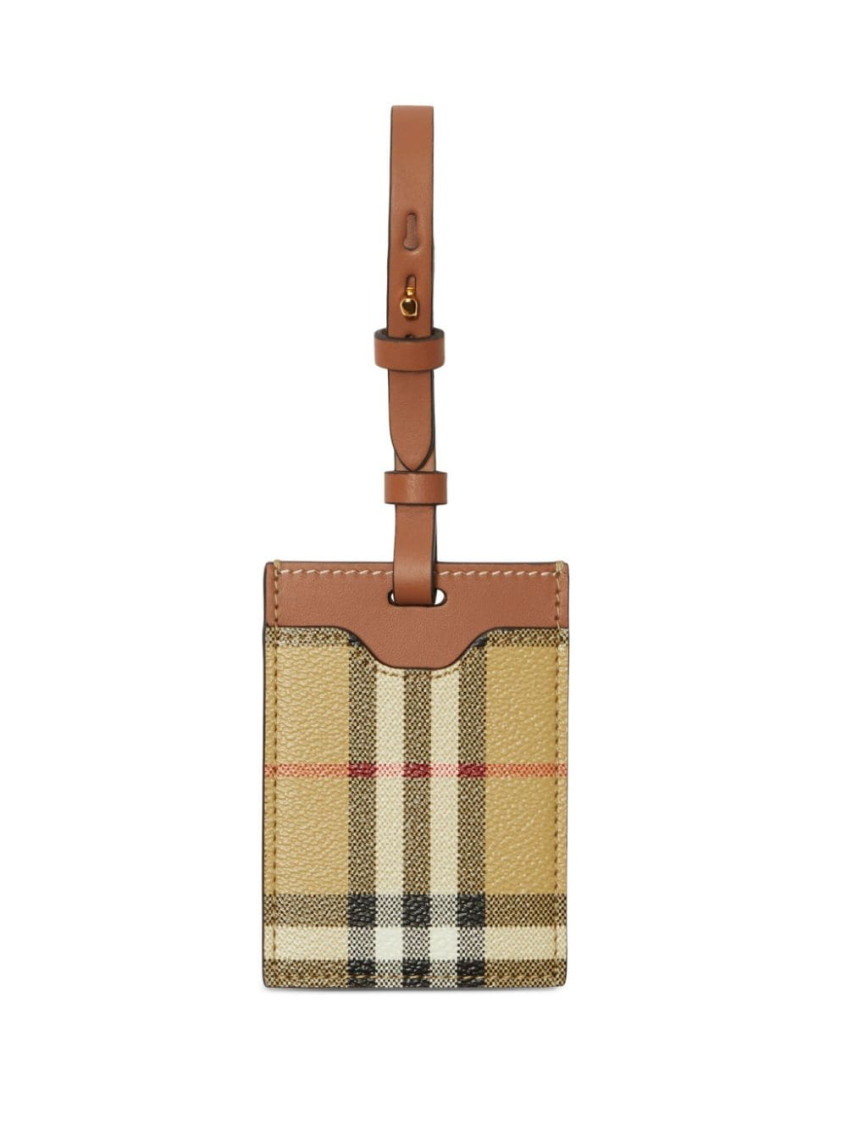 Burberry Beige Check motif leather luggage tag for Women Online