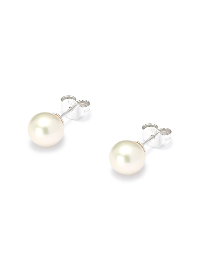 Hatton Labs Freshwater Pearl Stud Earrings In White