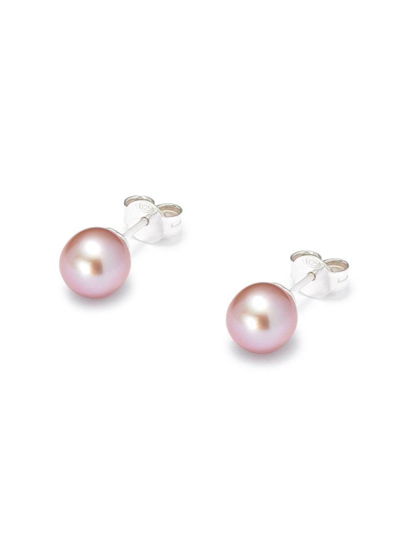 Hatton Labs Freshwater Pink Pearl Stud Earrings In Sterling Silver Woman In Pink
