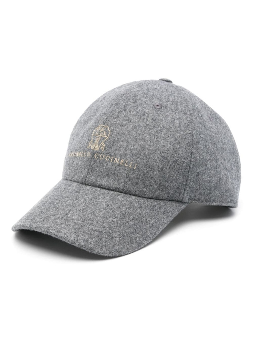 Brunello Cucinelli Grey Hat With Logo In Grey