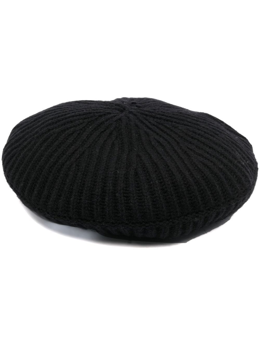 Ganni Women Ribbed Wool Hat In Black