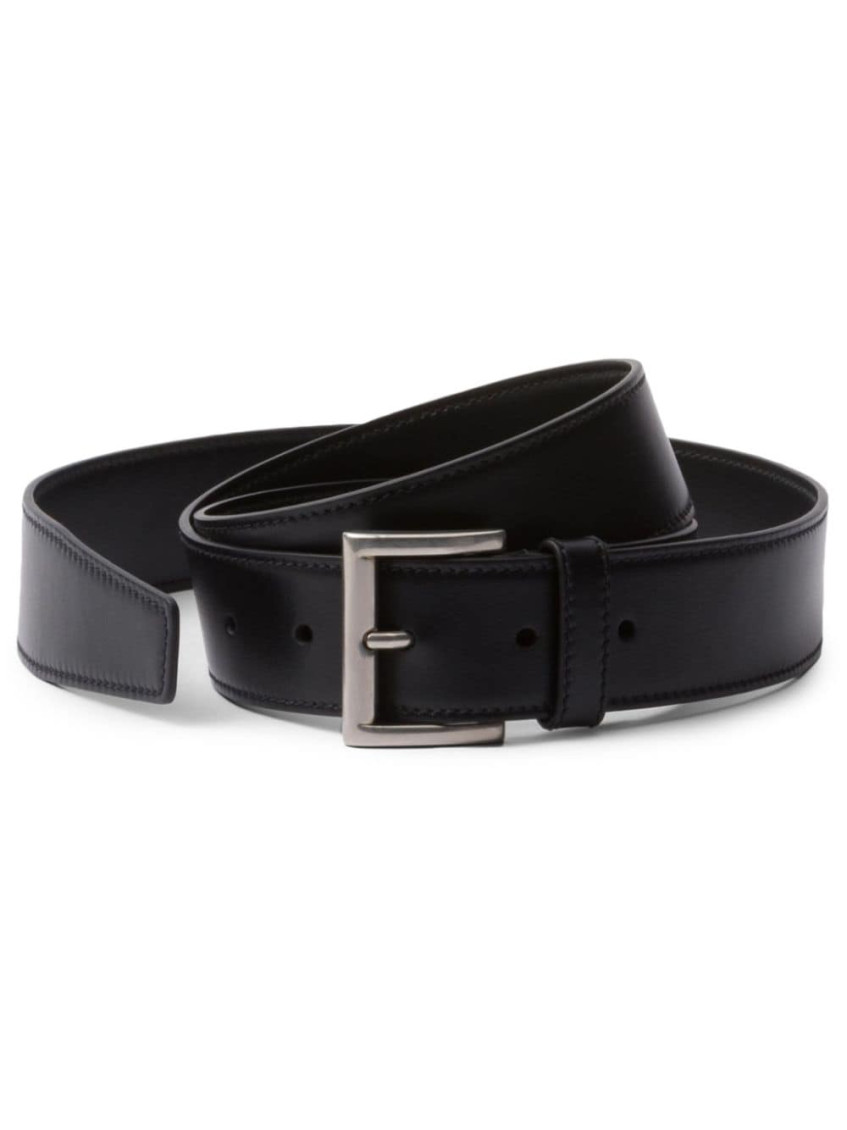 Prada Black Classic Solid Belt In Black