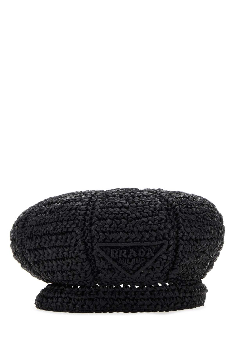 ハット PRADA SS25 Black rafia baker boy hat (1HC2662FMC F0002) Prada Black rafia baker boy hat for Women Online USA at