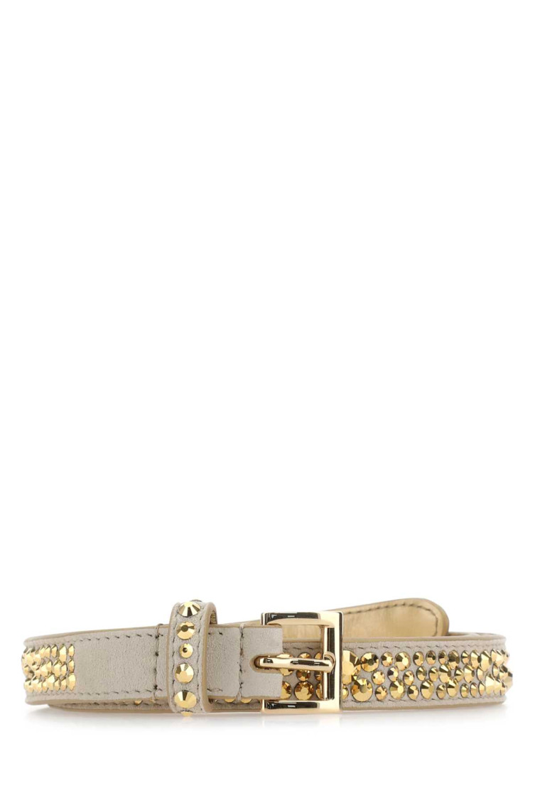 Shop Prada Taupe Embellished Suede Belt