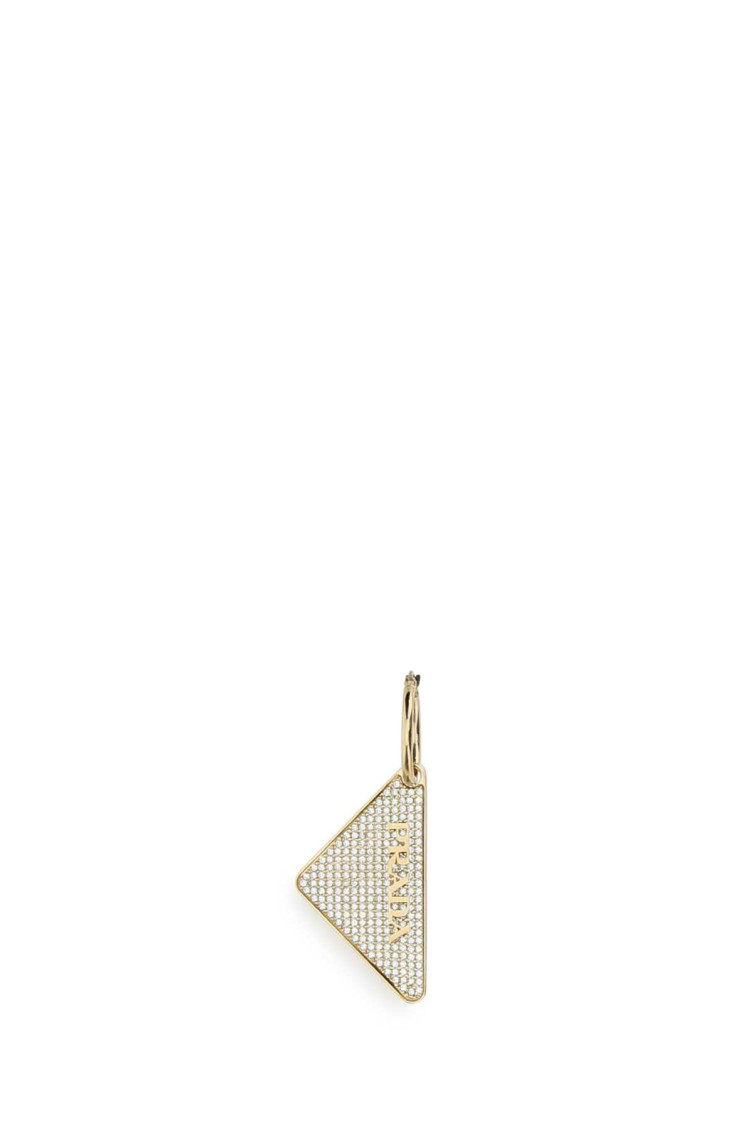 Prada Women's Crystal Logo Jewels Right Earring In Pale Gold