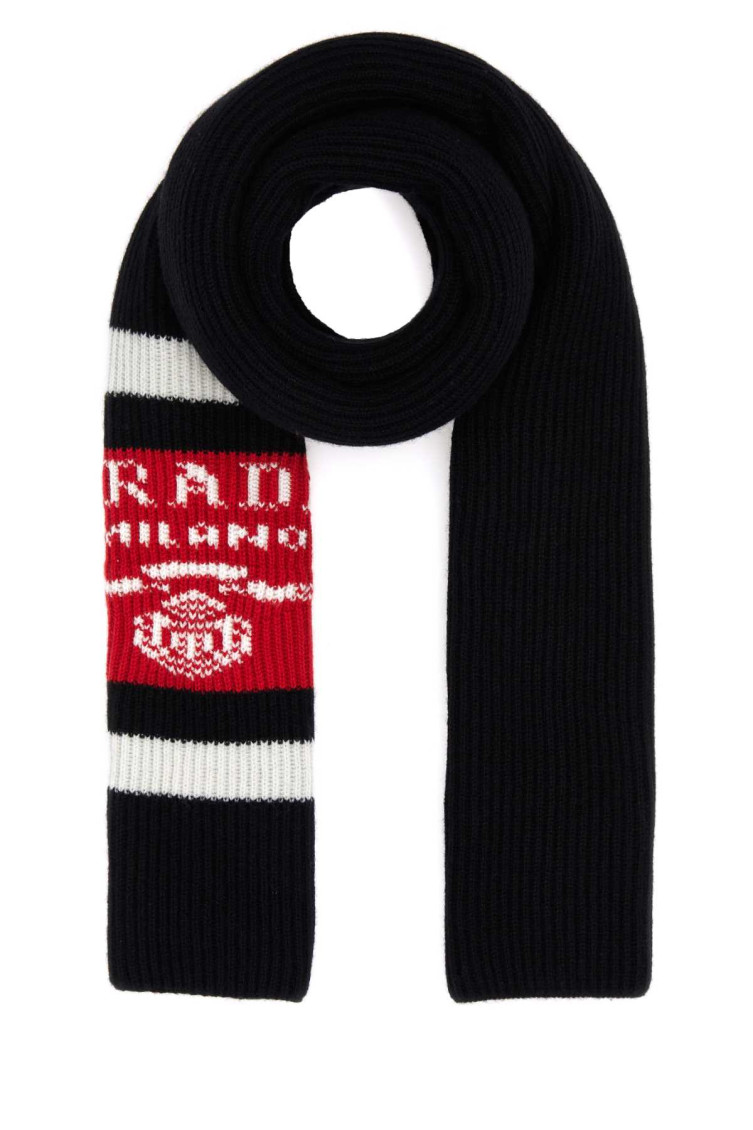 Prada Black Cashmere Scarf In Black
