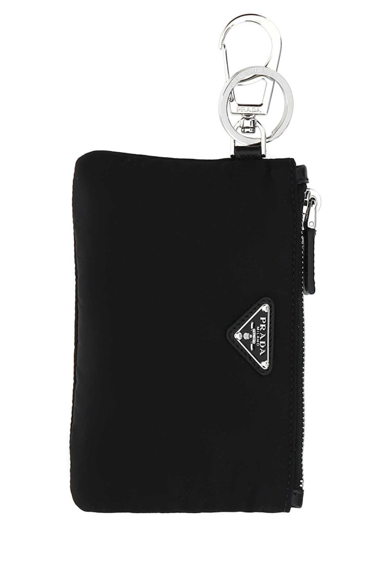 Prada Black Nylon Key Ring In Black