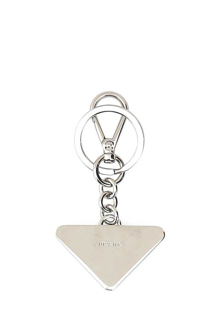 Prada Black Silver Logo Key Holder for Men Online India at Darveys.com