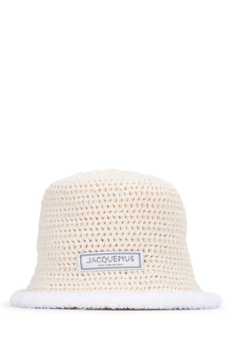 Jacquemus Beige Knitted Bucket Hat In Off White