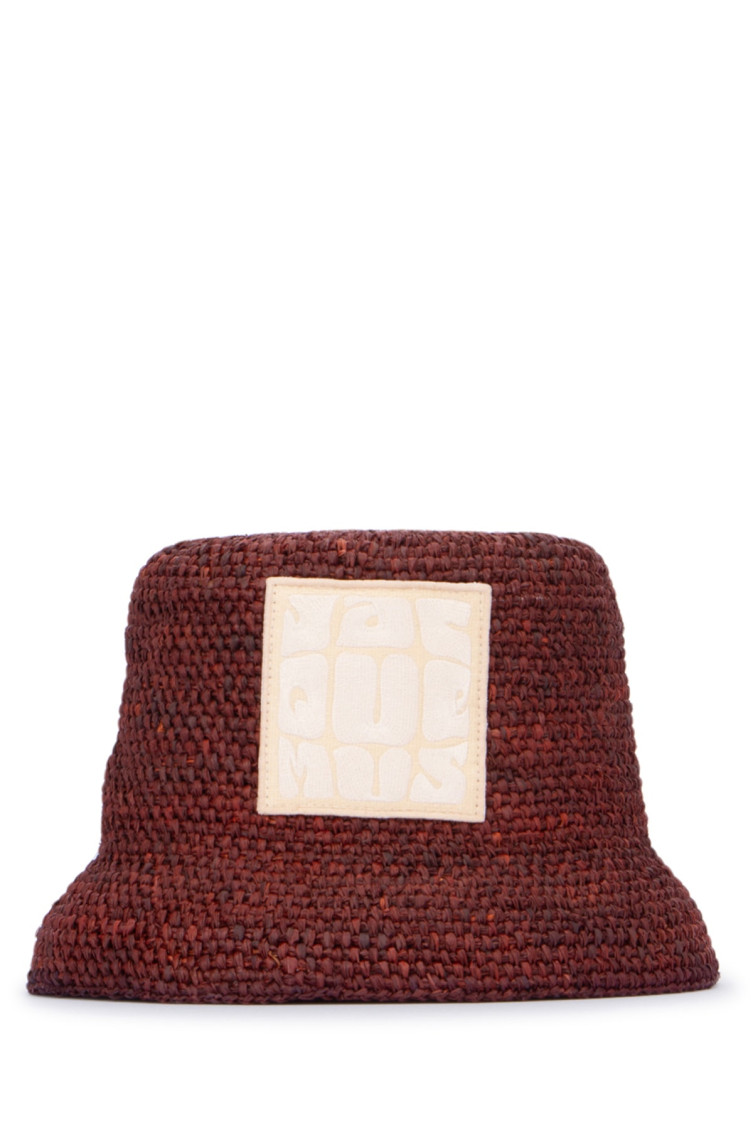 Jacquemus Structured Bucket Hat With Woven Texture In Dark Brown