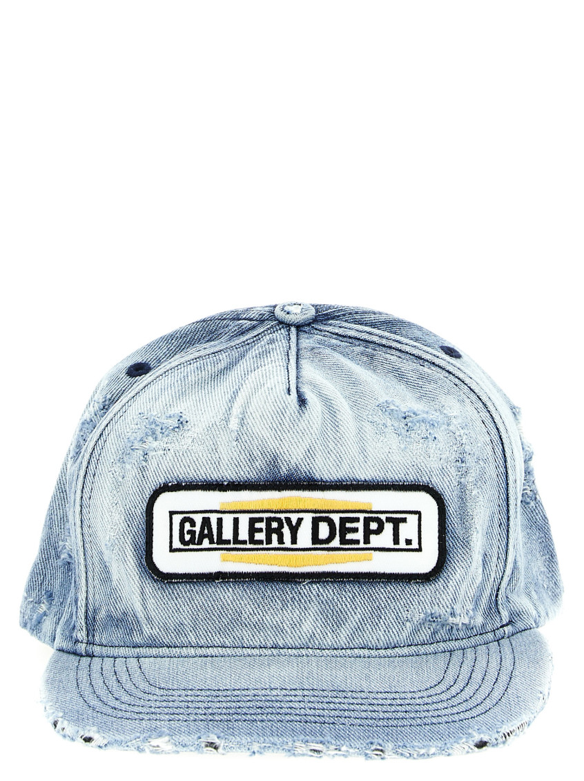 Gallery Dept. Distressed Denim Curved Brim Cap In Blue