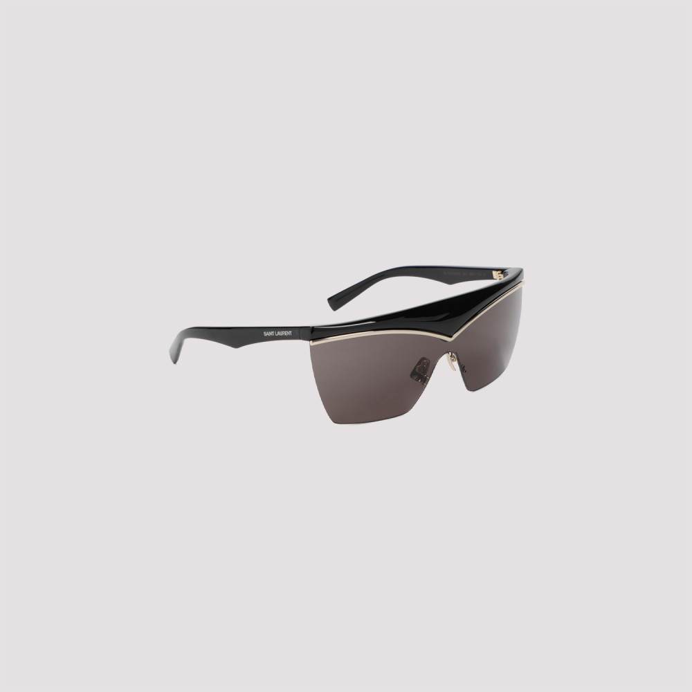 Saint Laurent Sl 614 Mask Sunglasses With Metal Accents In Black